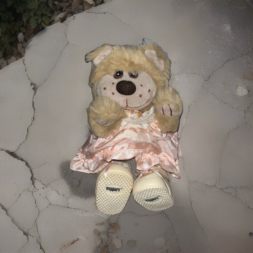 Vintage TRAPPERS Plush 11” Teddy Bear Baby Outfit